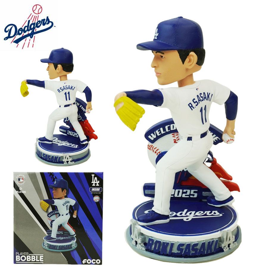 佐々木朗希 ボブルヘッド シリアルナンバー入り8インチ ウェルカム フィギュアFOCO BOBBLE 8 inch WELCOME ROKI DODGERS ロサンゼルス ドジャース メジャー リーグインテリア 20