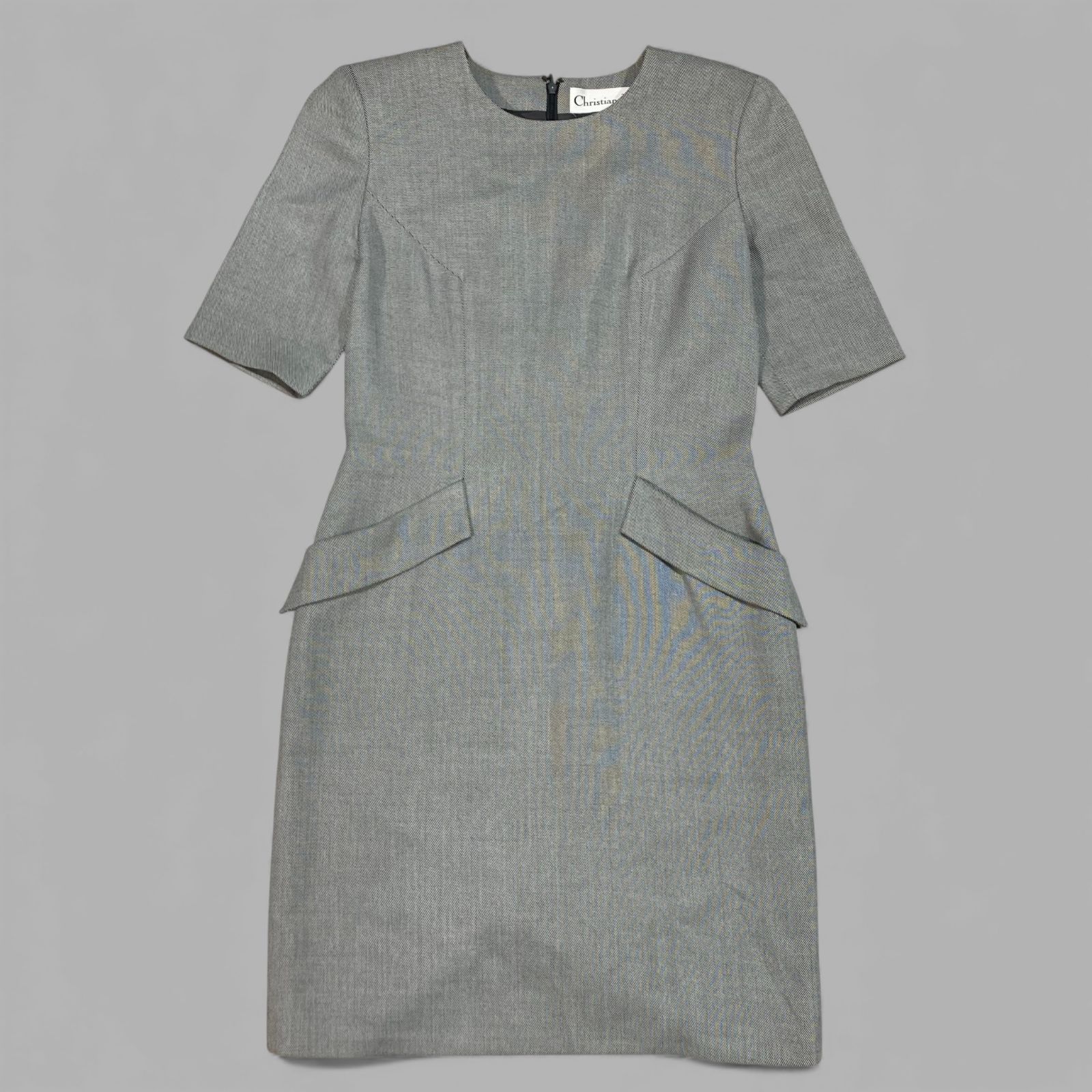 Christian Dior クリスチャンディオール 半袖 ひざ丈 ワンピース 11 グレー KT 60-WP-KG