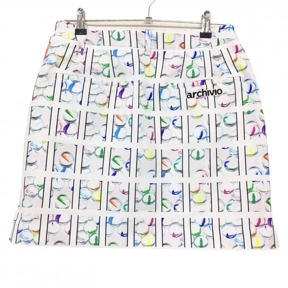 超美品】アルチビオ スカート 白×オレンジ 総柄 裏地付 レディース 40