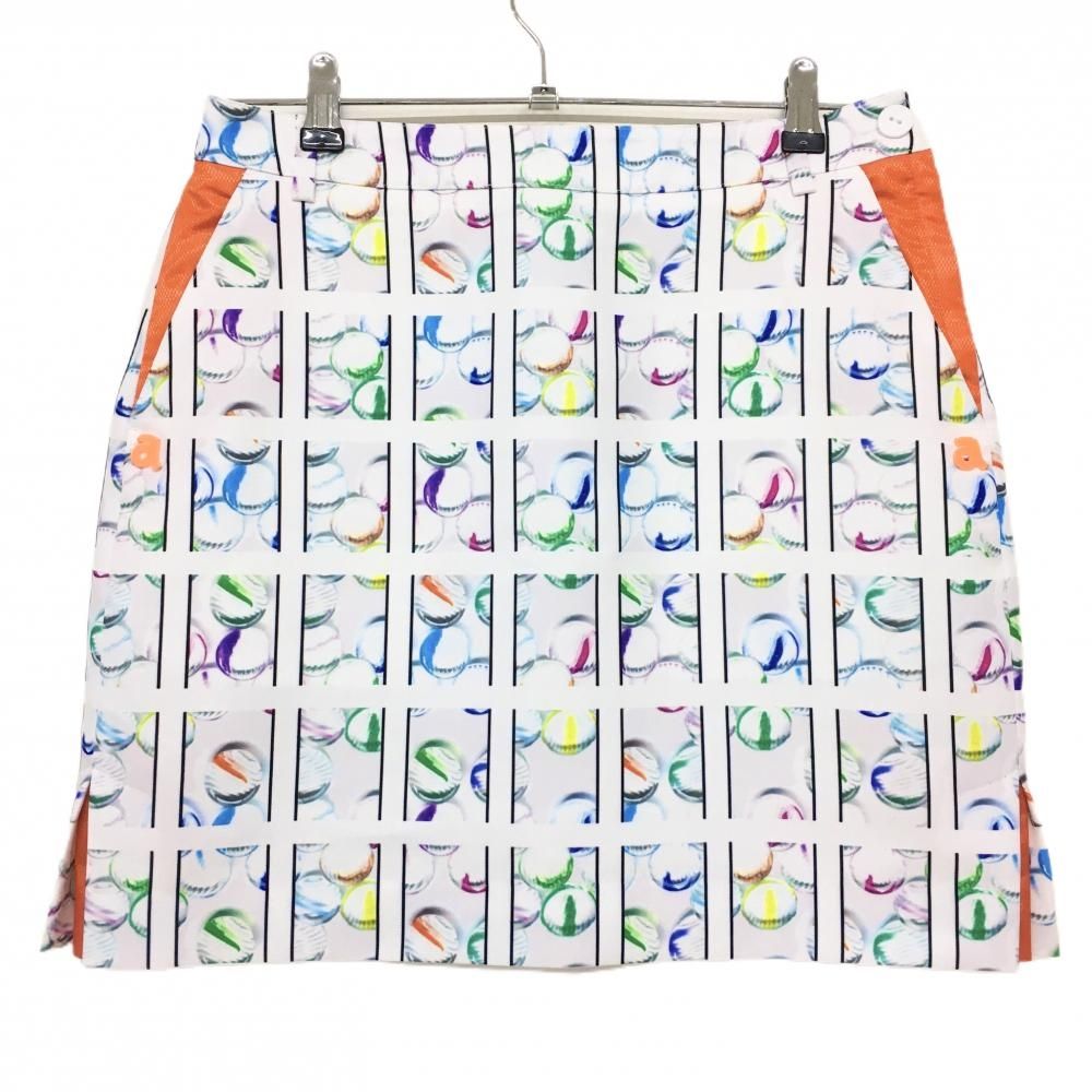 超美品】アルチビオ スカート 白×オレンジ 総柄 裏地付 レディース 40