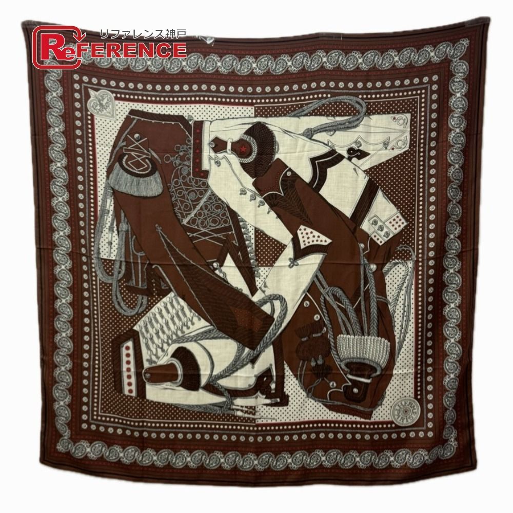 HERMES エルメス スカーフ カレジェアン 140 カレジェアン140 カシミヤ ブラウン