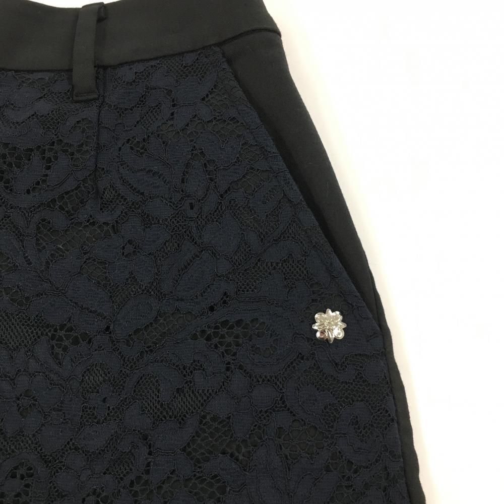 セントアンドリュース スカート 黒×ネイビー フロントレース花柄