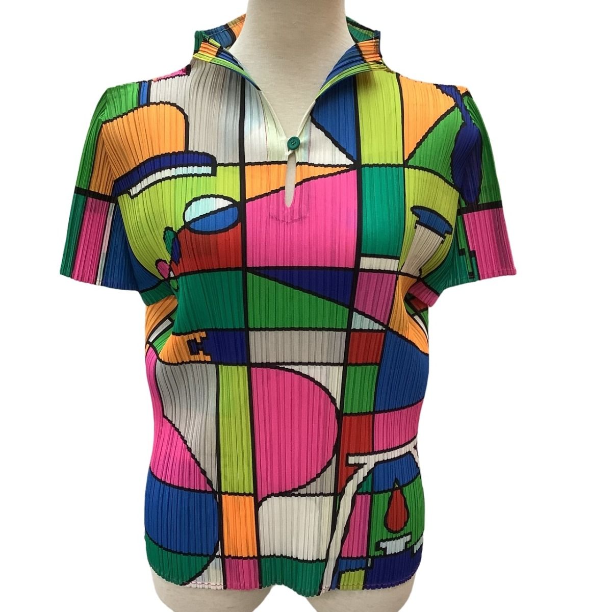 ♪♪ISSEY MIYAKE イッセイミヤケ PLEATS PLEASE カットソー 図形 化学 PP81-JK632 マルチカラー