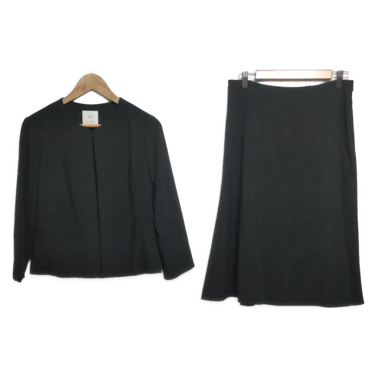 AMACA アマカ スカートスーツ レディース ダークグレー 薄手