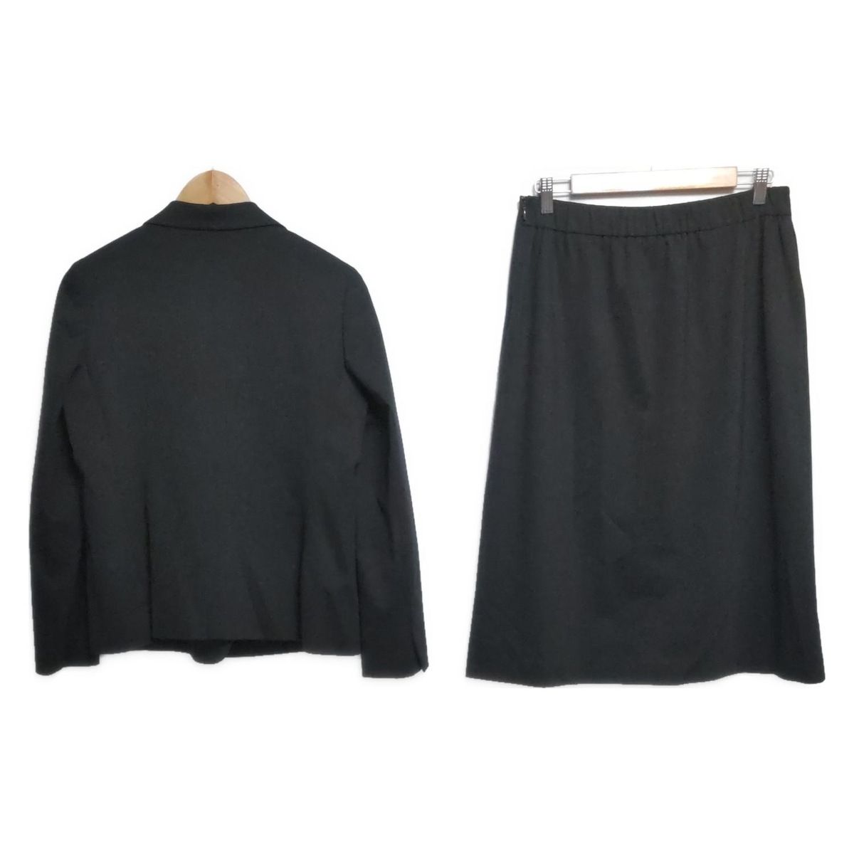 AMACA アマカ スカートスーツ レディース - 黒 肩パッド ウエストゴム