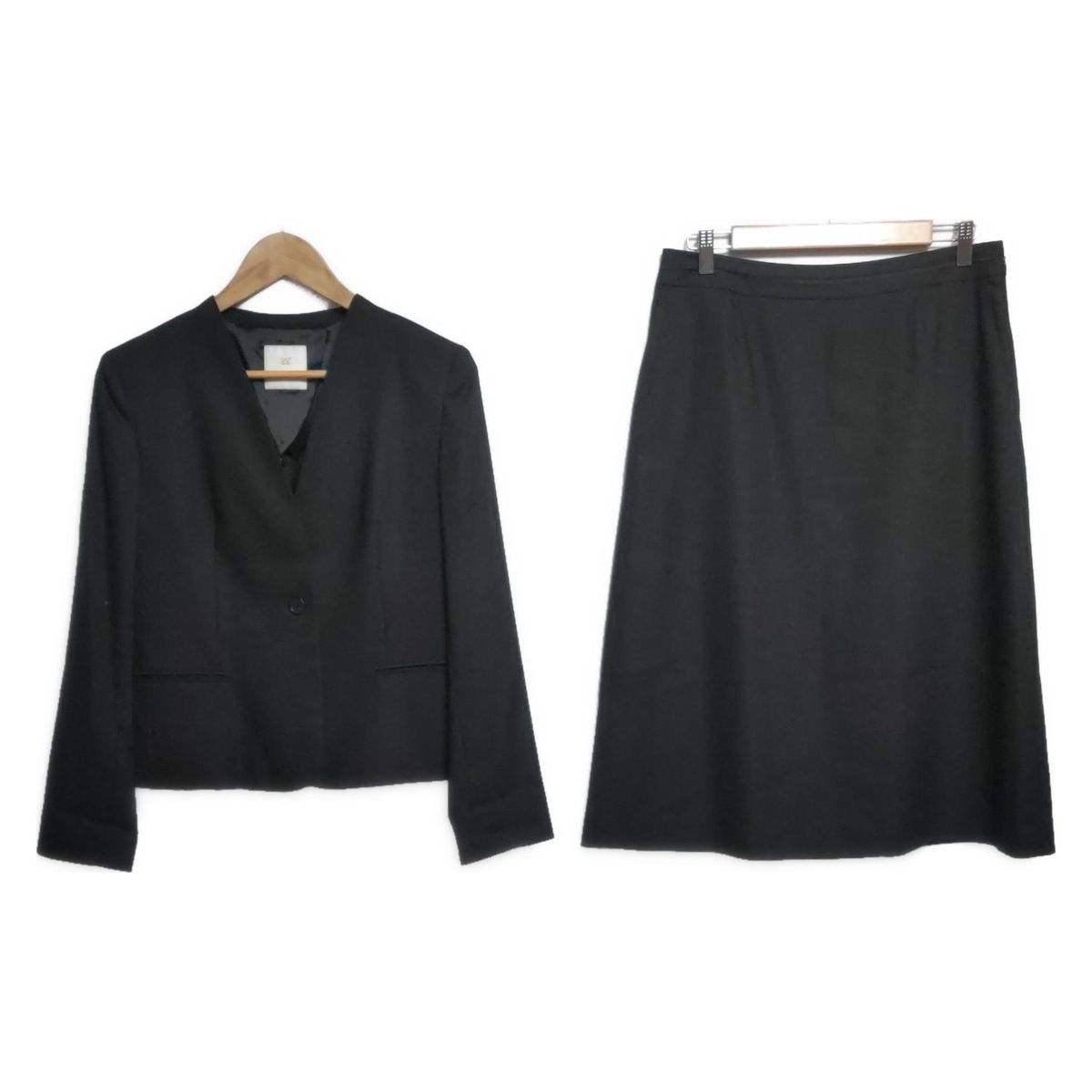 AMACA アマカ スカートスーツ レディース 黒 肩パッド