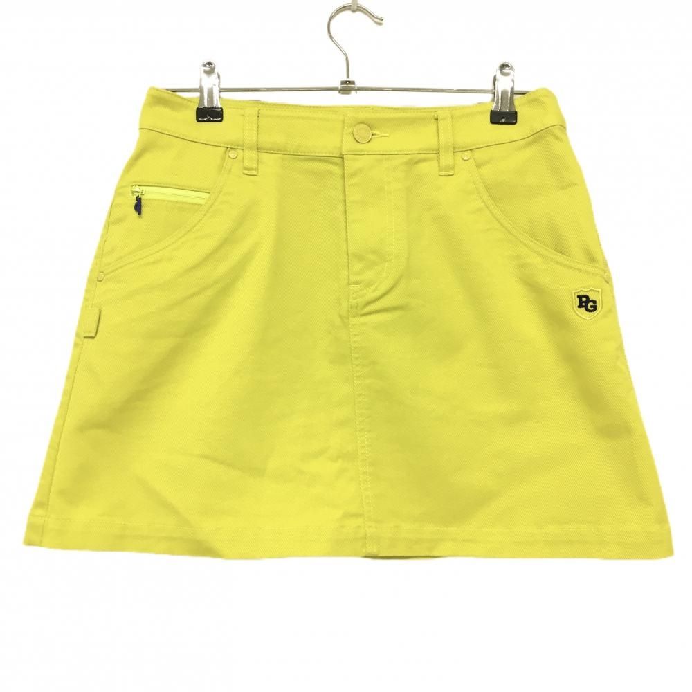 超 パーリーゲイツ スカート ライムイエロー系 地模様 ロゴネイビー レディース 1 M ゴルフウェア PEARLY GATES