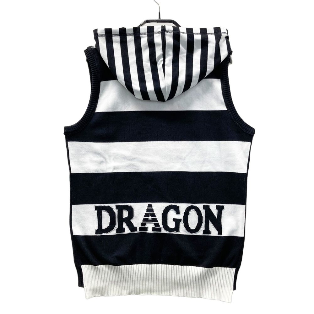 サイズ 2 DANCE WITH DRAGON ダンスウィズドラゴン フード ニットベスト チビドラ ブラック系 ゴルフウェア レディース ストスト