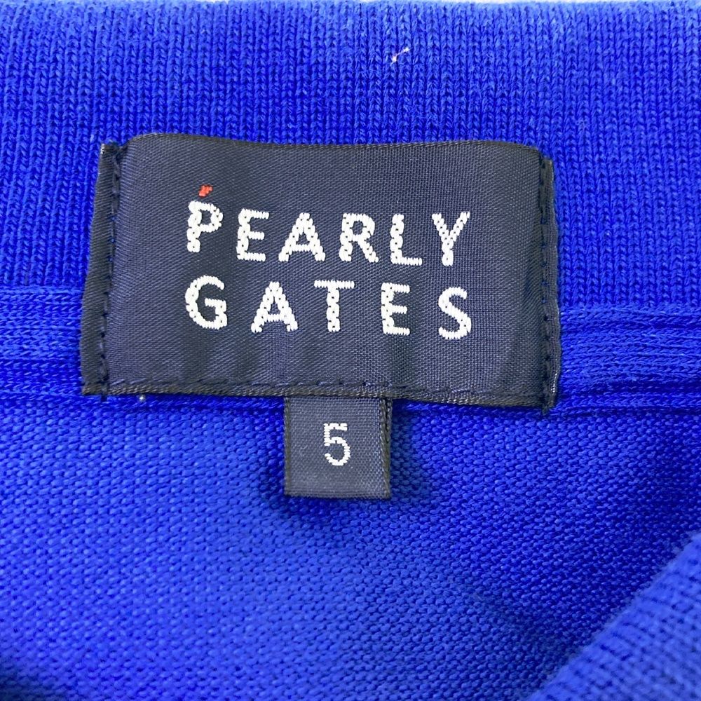 サイズ：5 PEARLY GATES パーリーゲイツ 2024年モデル 半袖ポロシャツ  ブルー系 [240101548364] ゴルフウェア メンズ ストスト サイズ：5 PEARLY GATES パーリーゲイツ 2024年モデル 半袖ポロシャツ