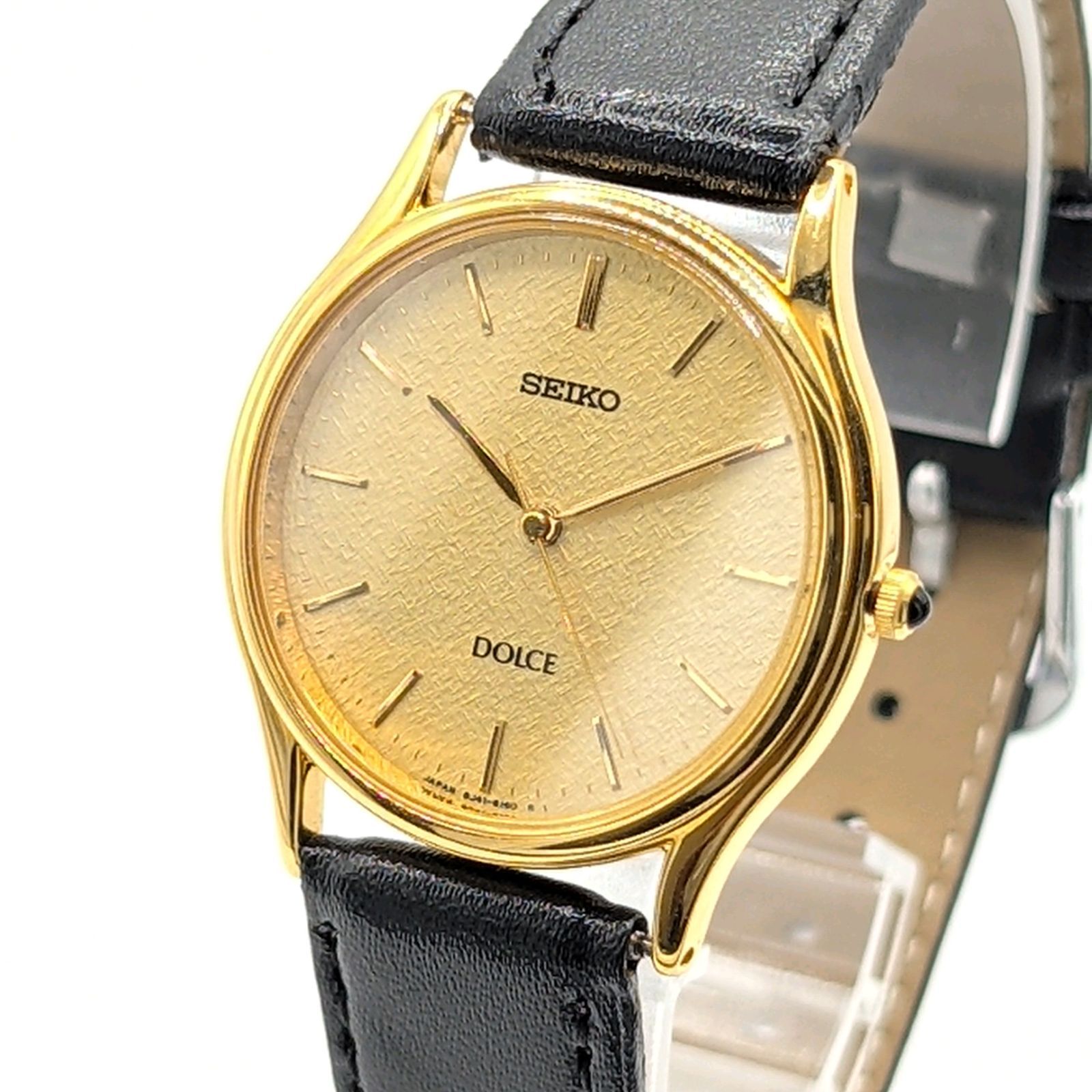 SEIKO 8 J 41-6100 DOLCE Watch Ladies Quartz Square G Y 2 K 00 S Vintage Working セイコー ドルチェ レディース 時計 クオーツ ラウンド ゴールド ヴィンテージ 稼働品