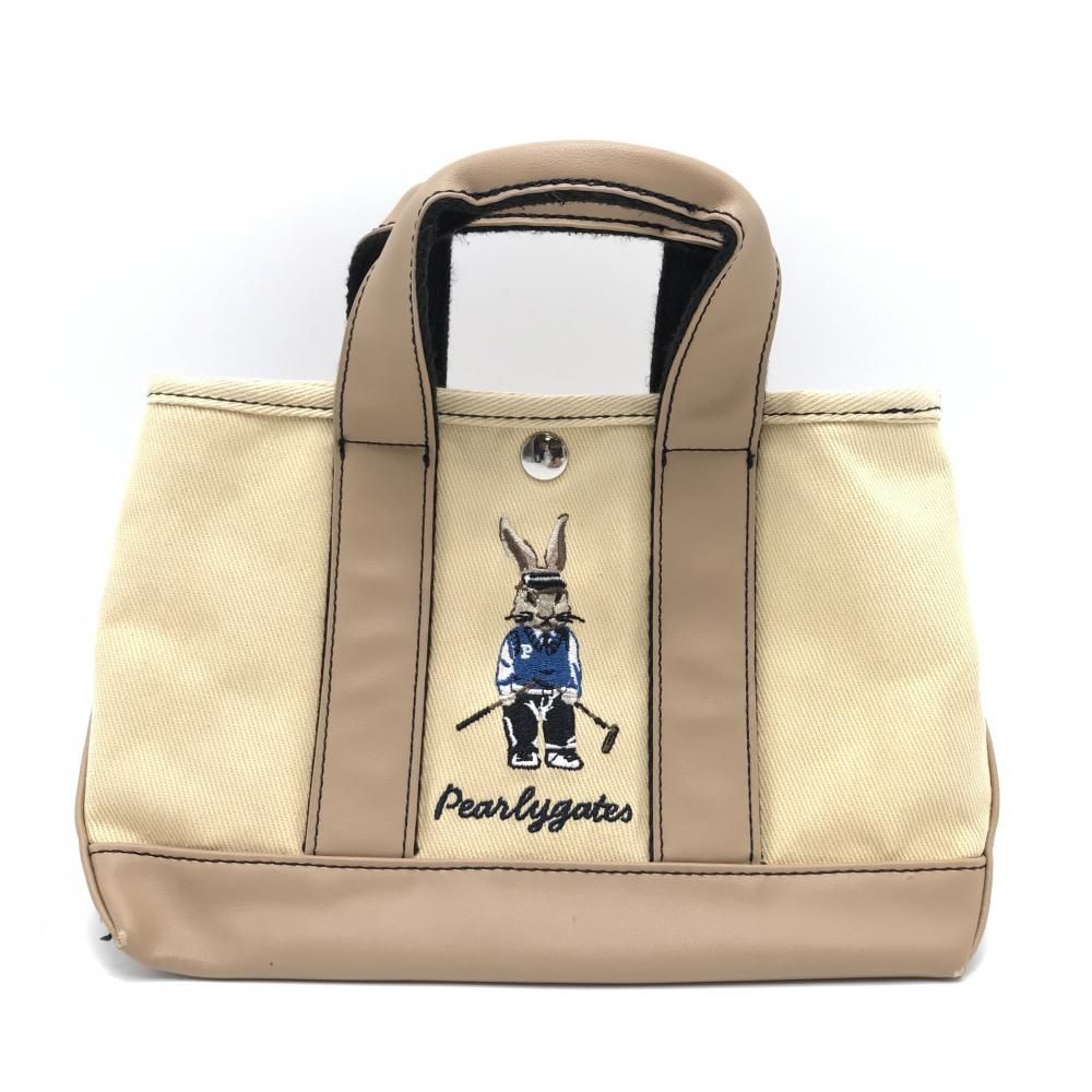 未使用 パーリーゲイツ ラビットカートバッグ パーリーゲイツ カートバッグ ライトブラウン ラビット刺しゅう FR