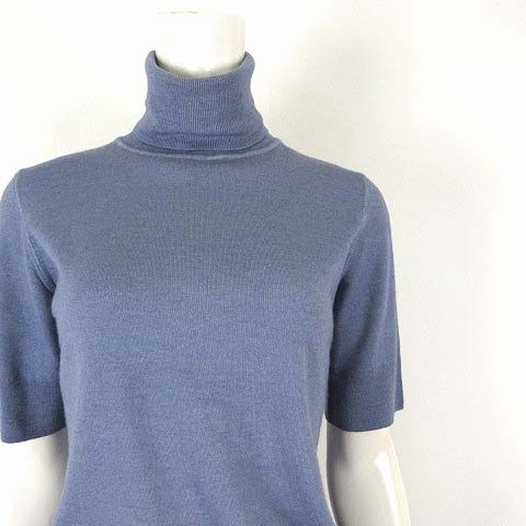 エスカーダ ESCADA ニット セーター カシミヤ ウール 半袖 タートルネック M ブルーグレー