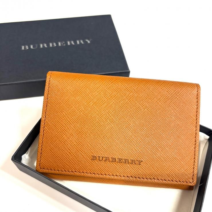 BURBERRY バーバリー ブラウン レザー 名刺入れ　カードケース　ノバ BURBERRY ブラウンレザー カードケース 二つ折り 名刺入れ ノバ