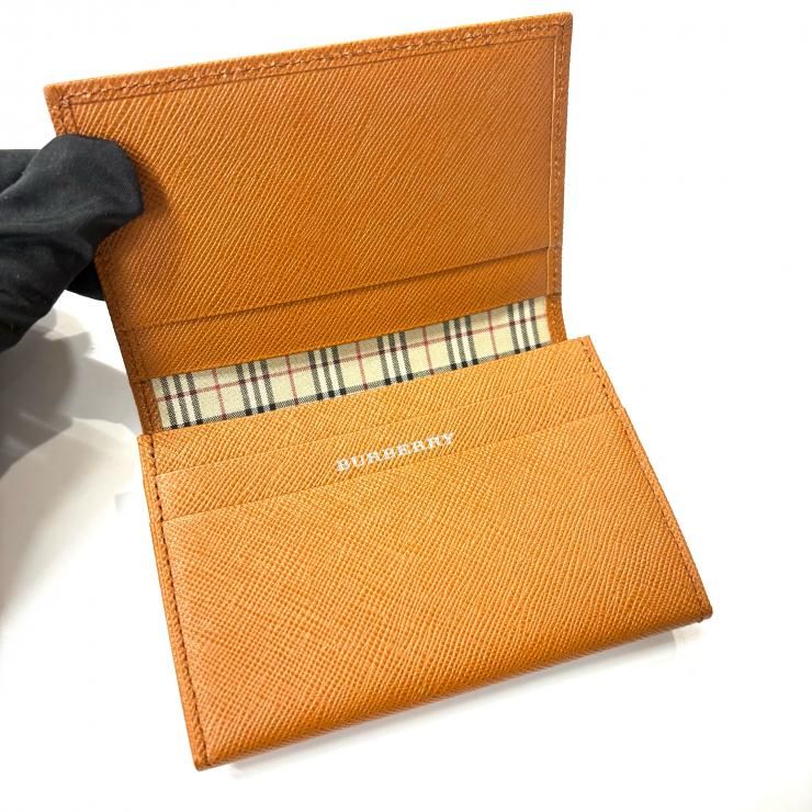BURBERRY ブラウンレザー カードケース 二つ折り 名刺入れ ノバ