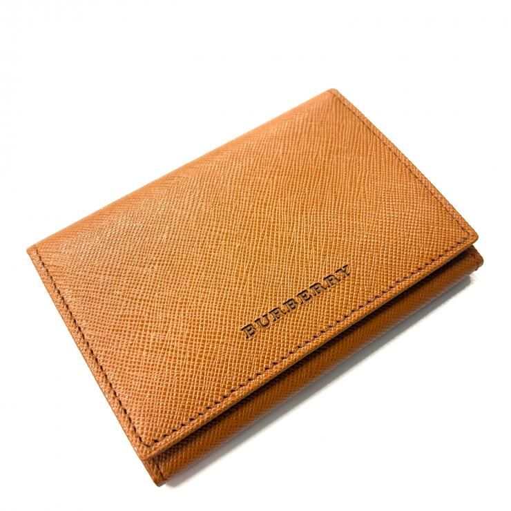 BURBERRY バーバリー ブラウン レザー 名刺入れ　カードケース　ノバ BURBERRY ブラウンレザー カードケース 二つ折り 名刺入れ ノバ