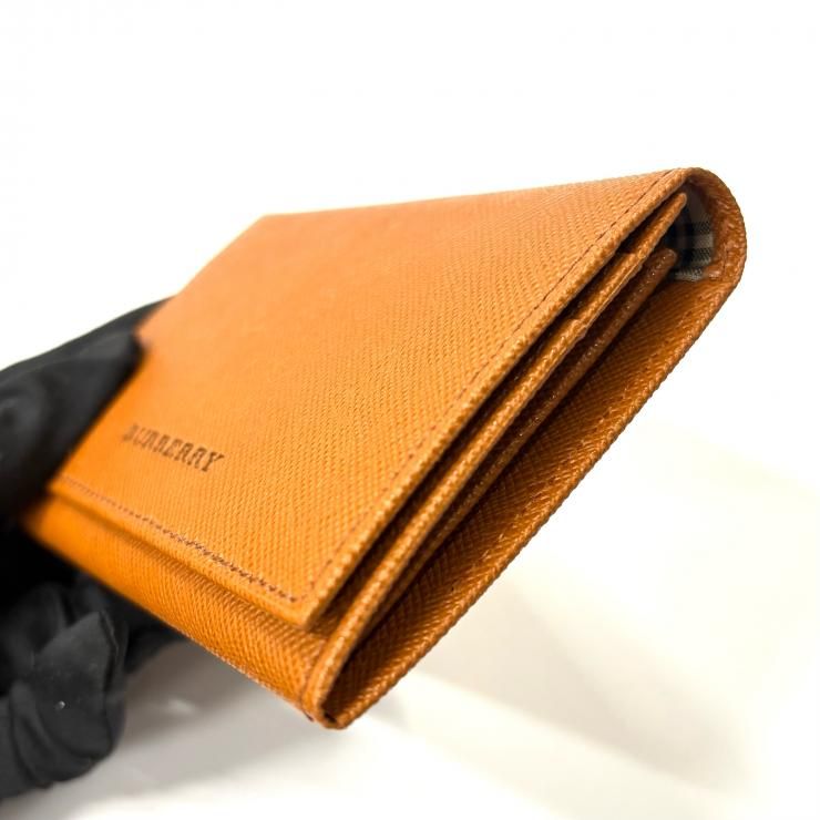 BURBERRY ブラウンレザー カードケース 二つ折り 名刺入れ ノバ
