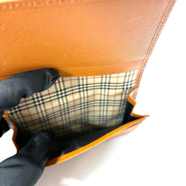 BURBERRY ブラウンレザー カードケース 二つ折り 名刺入れ ノバ