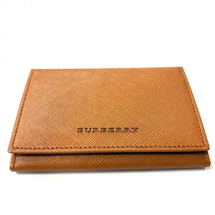 BURBERRY ブラウンレザー カードケース 二つ折り 名刺入れ ノバ