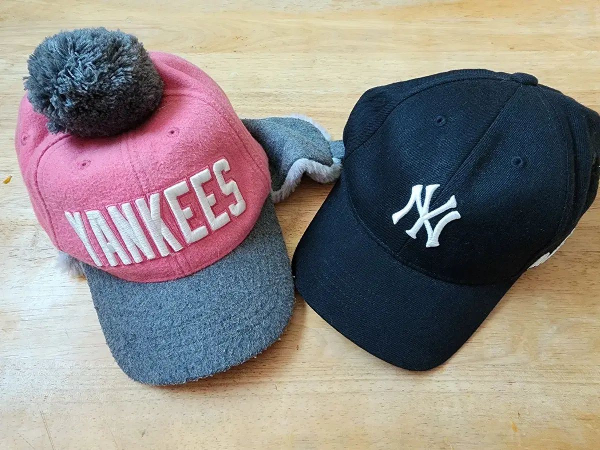 MLB ヤンキース ニット帽/ベースボールキャップ 2個 4-7y