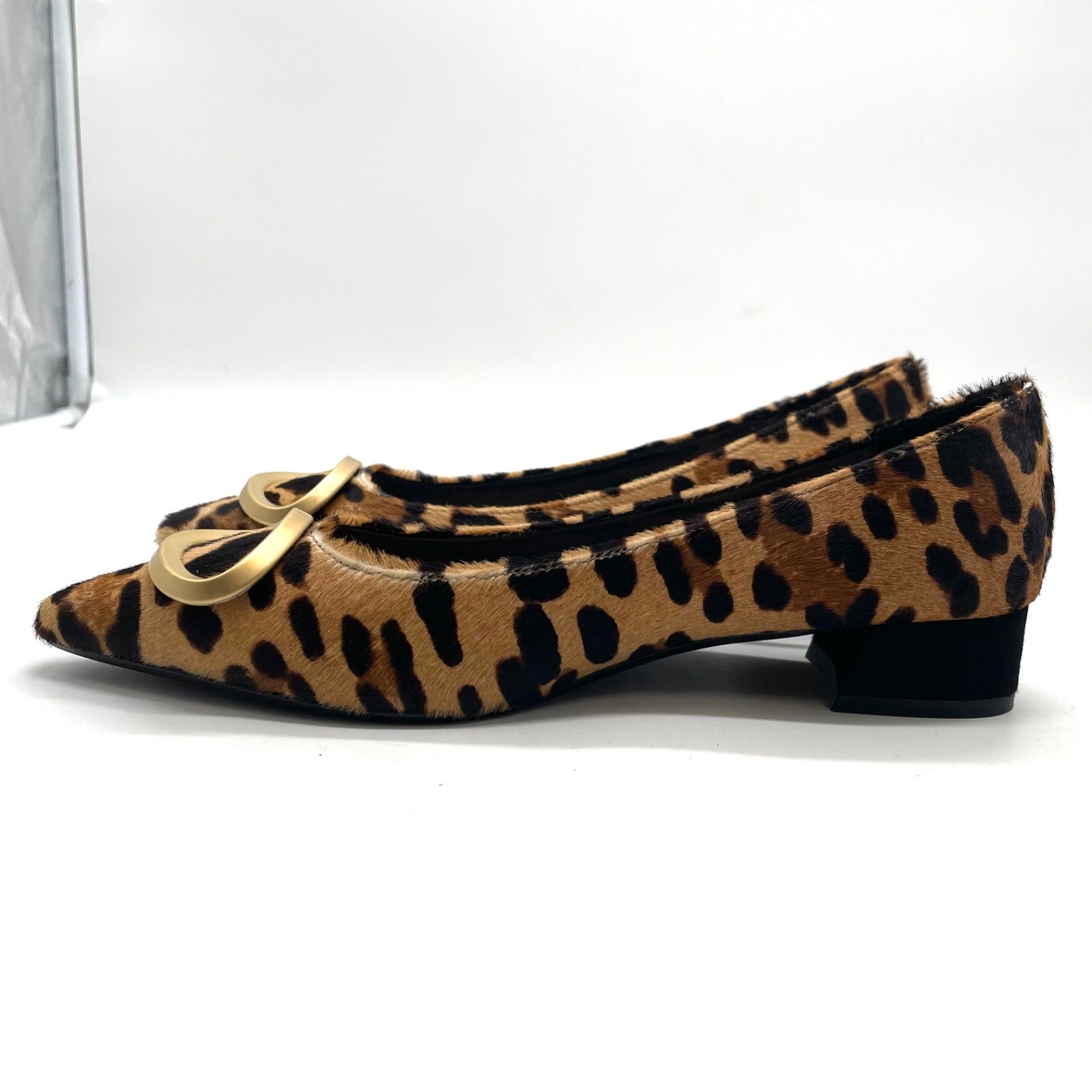 ◆ファビオルスコーニ◆バレエシューズハラコ/レザーレオパードフラットパンプス37 INTER-CHAUSSURES｜【FABIO RUSCONI】レオパード柄ストラップフラット