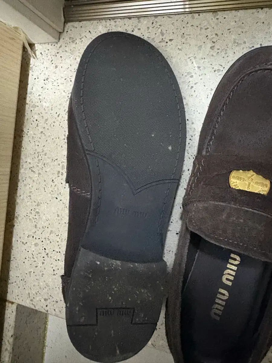 ミュウミュウ スウェード ローファー ブラウン 230