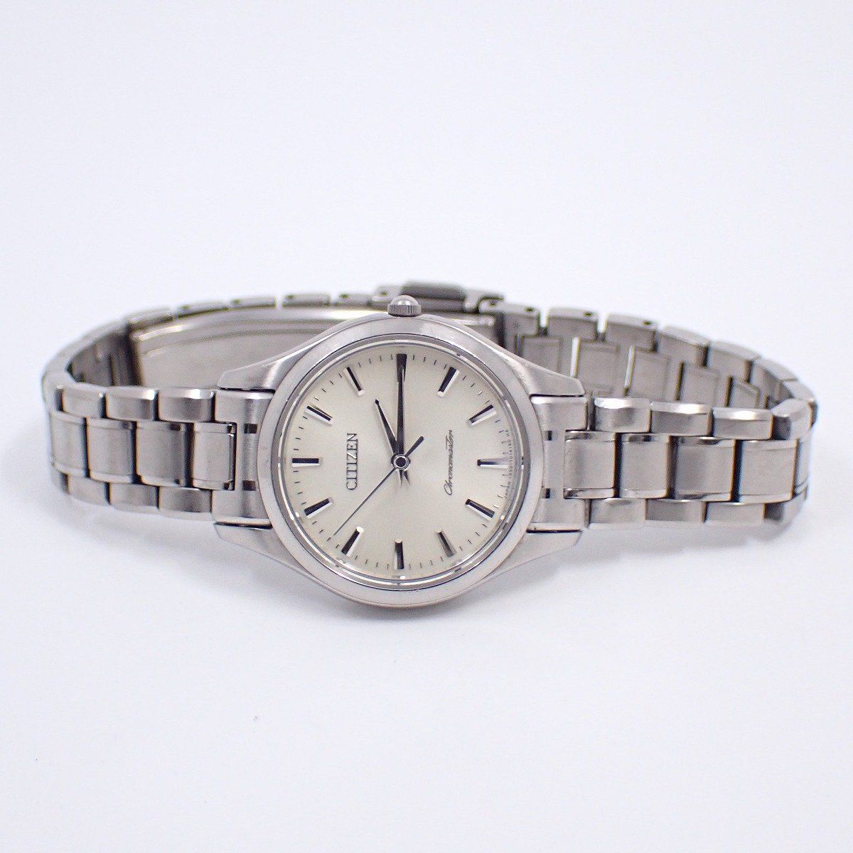 ザ シチズン クロノマスター クォーツ レディース 腕時計 チタン シルバー文字盤 ベルト CTL 57-1011