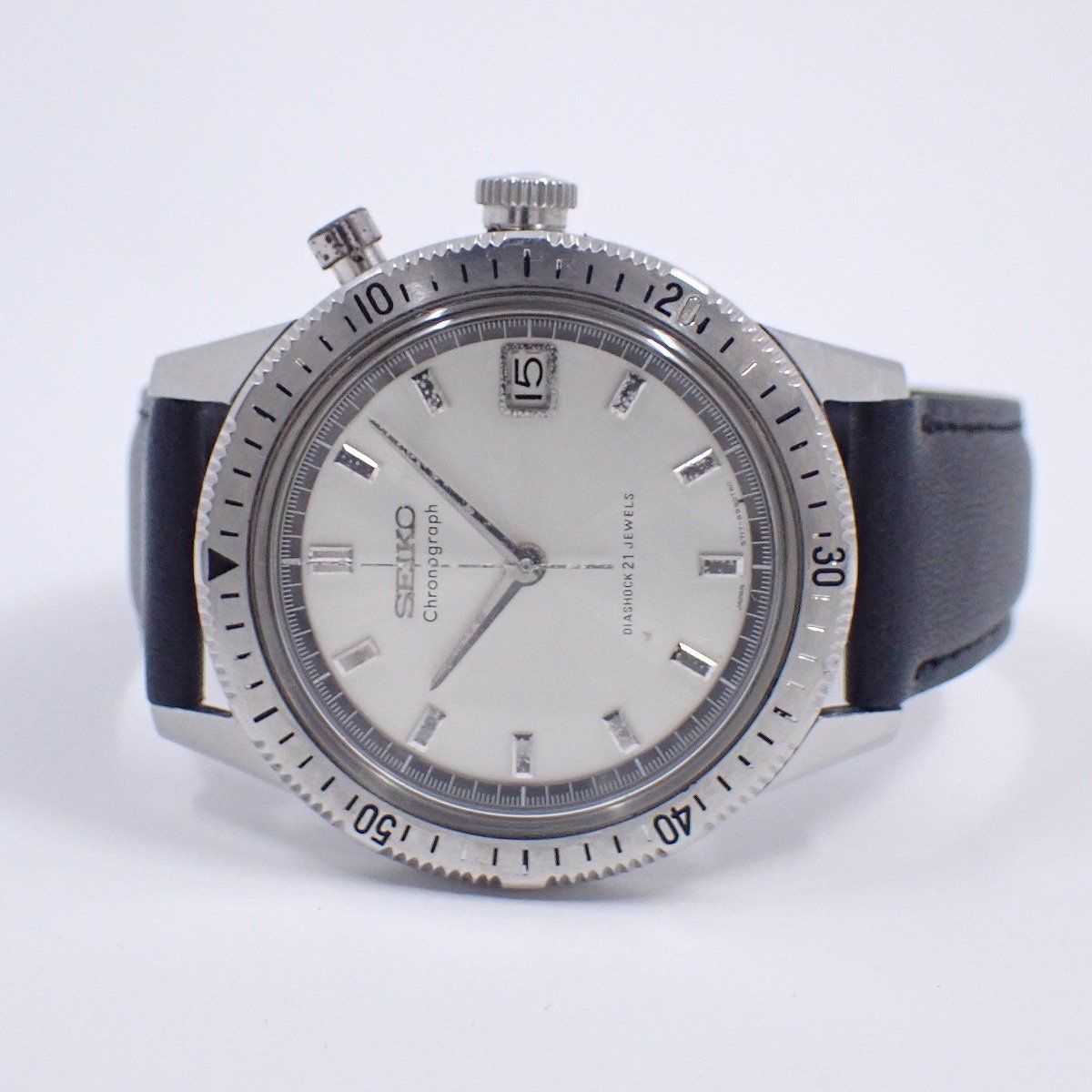 SEIKO セイコー　Premier クロノグラフ　腕時計　シルバー　革ベルト SEIKO セイコー ワンプッシュクロノグラフ 1964年製 手巻き メンズ