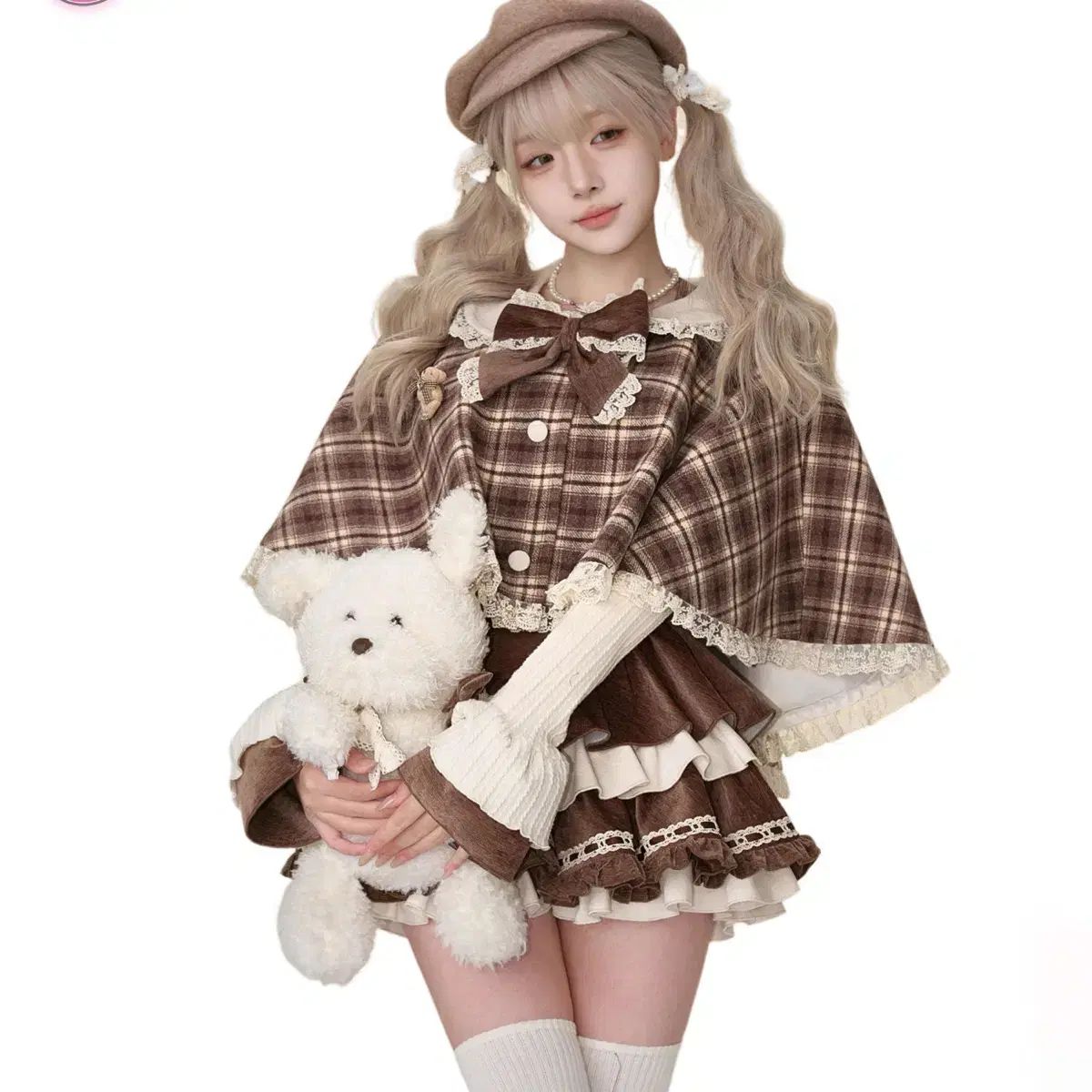 ファッション ケープ ケーキ サスペンダー ミニスカート 裏地 トップス セット 3種