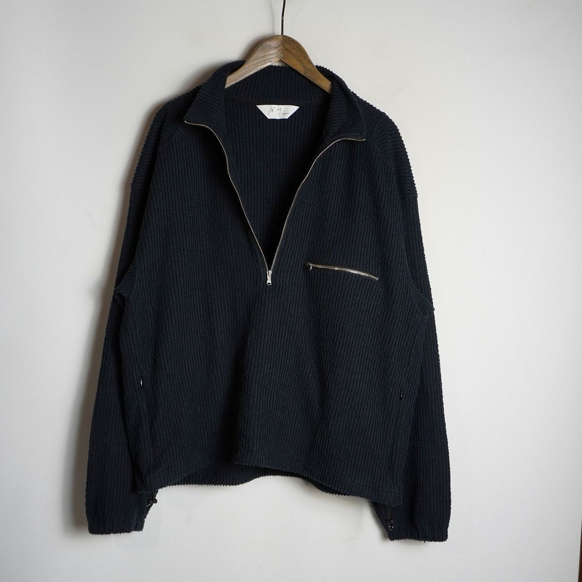 美品 ANCELLM アンセルム ANC-CT96 CUT STRIPE HALF ZIP PULL OVER