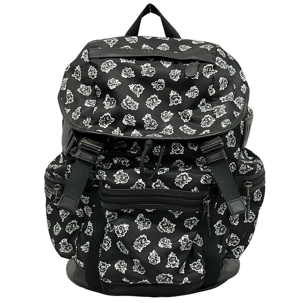 COACH(コーチ) リュックサック - F57476 黒×白×ダークグリーン レザー