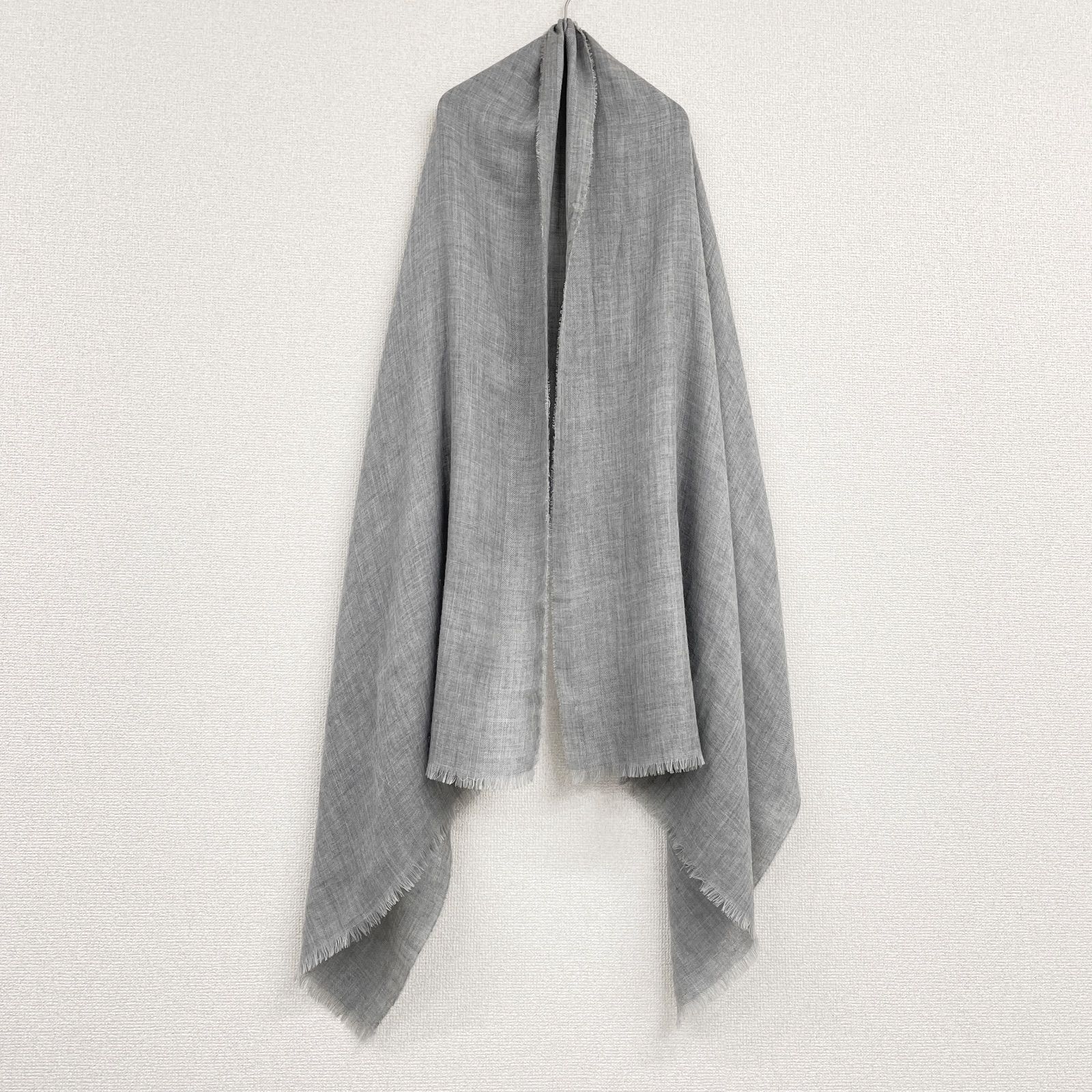 HERMES エルメス 大判ストール ショール カシミヤ シルク グレー イタリア製 レディース