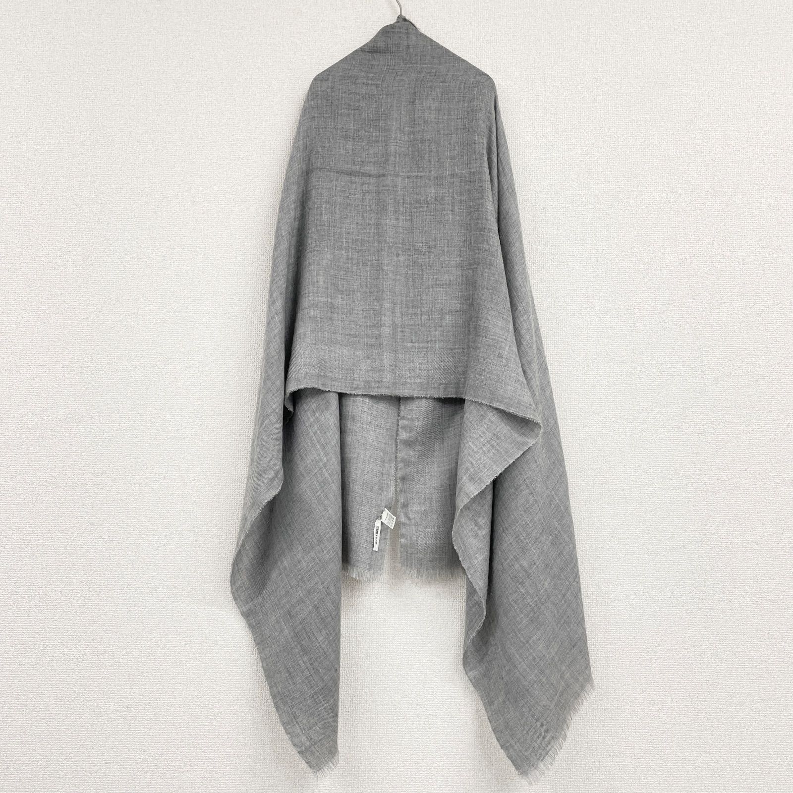 HERMES エルメス 大判ストール ショール カシミヤ シルク グレー イタリア製 レディース