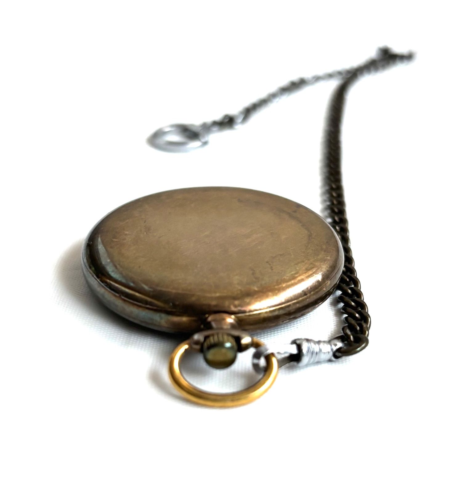 稼働品 JUVENIA 手巻き 懐中時 チェーン付き ジュベニア 蓋裏刻印あり