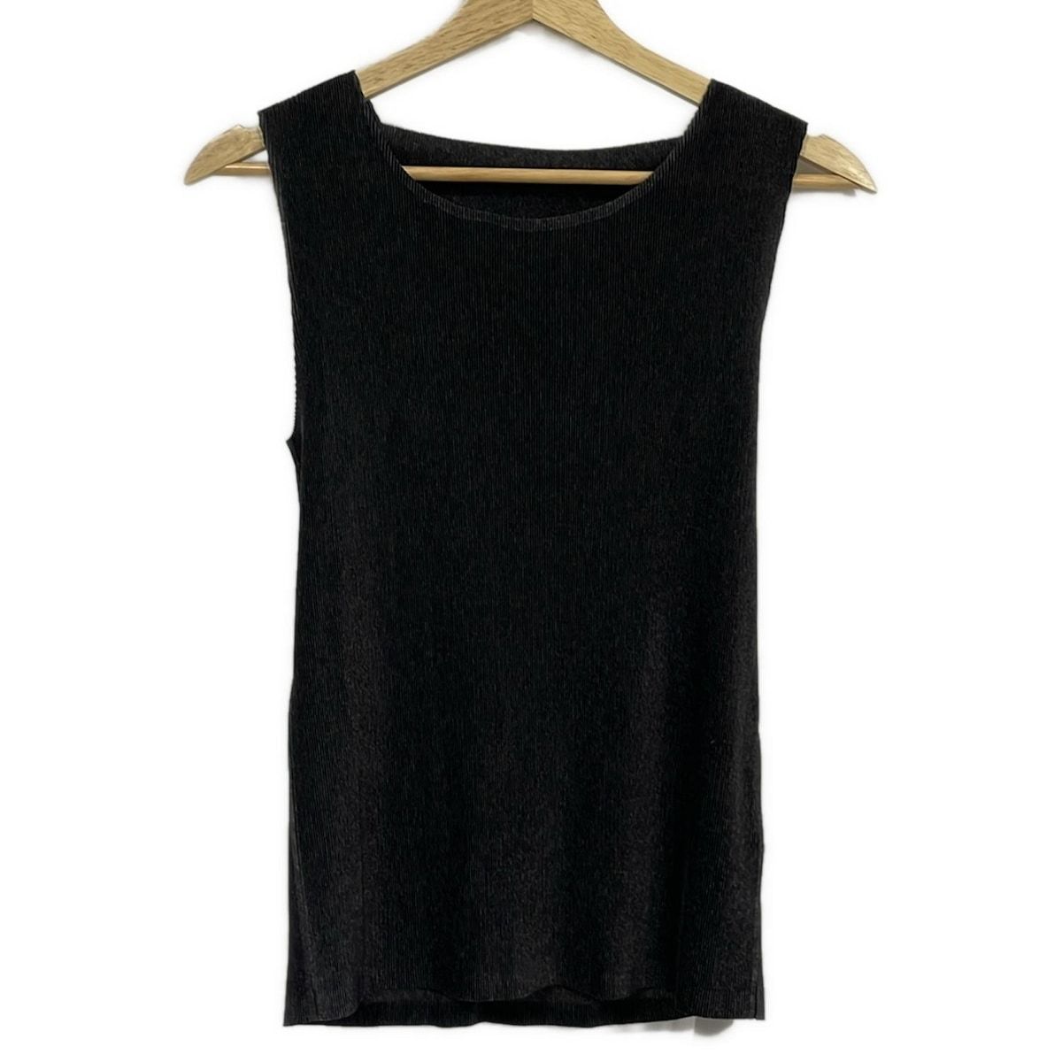 PLEATS PLEASE プリーツプリーズ ノースリーブカットソー サイズ3 L レディース - 黒×ダークグレー タートルネック プリーツ