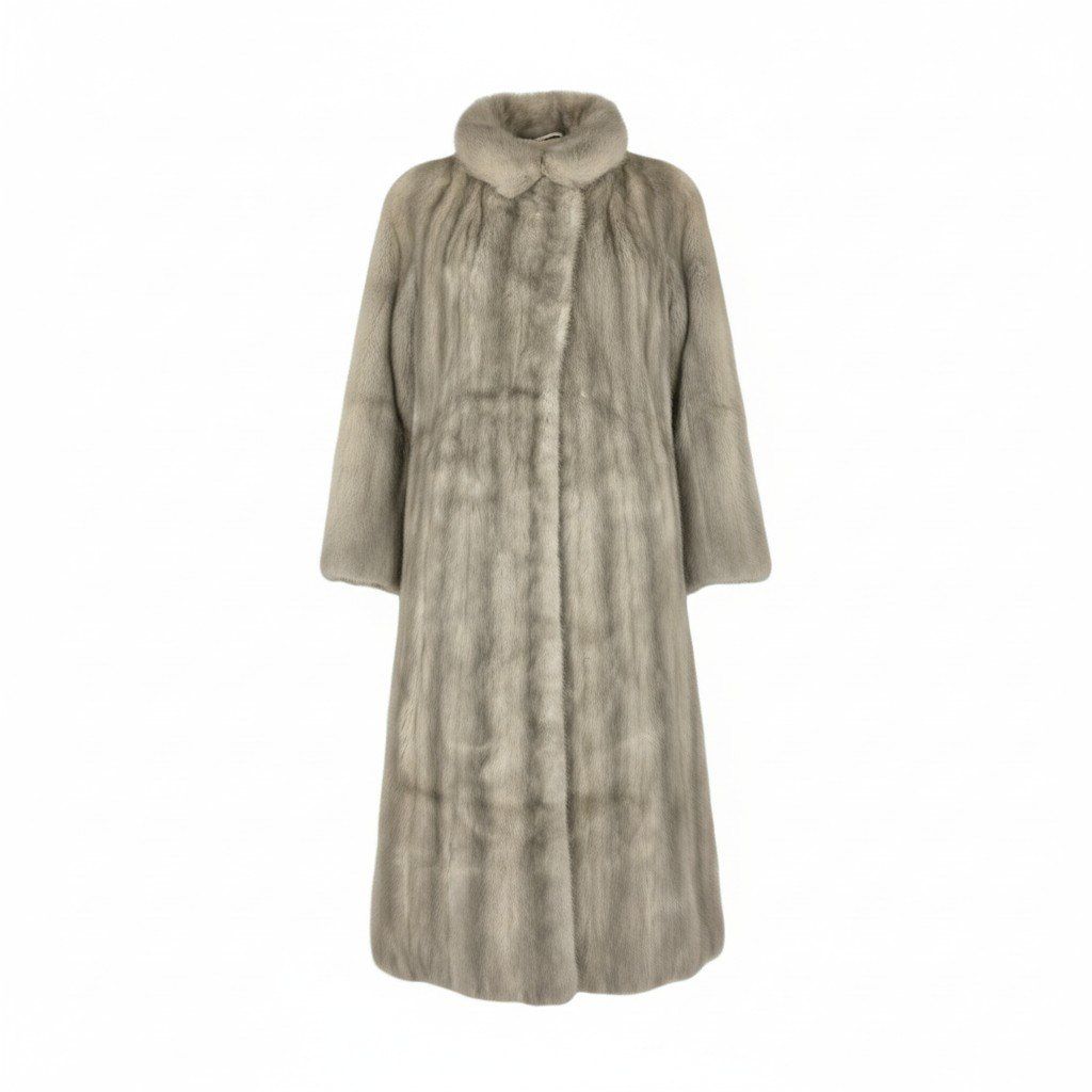 ゴールデンフォックス毛皮ハーフコート サファイアミンク総裏地 11号 グレー 71L15 サファイアミンク 丈110cm 超ロングコート サイズ11号 シルバー