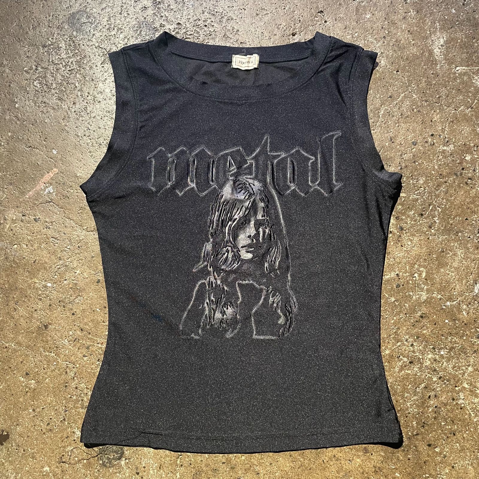 ヒステリックグラマーノースリーブ HYSTERIC GLAMOUR 00s エンボス加工 metal ノースリーブ ヒステリック