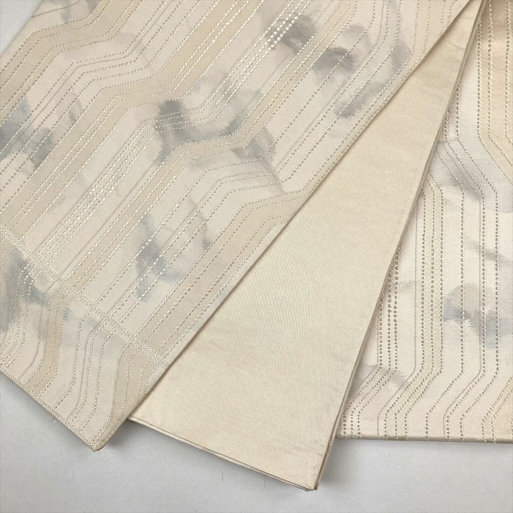  たんす屋 リユース帯 帯 袋帯 白 カジュアル 六通 変わり縞 ぼかし 袋帯 帯