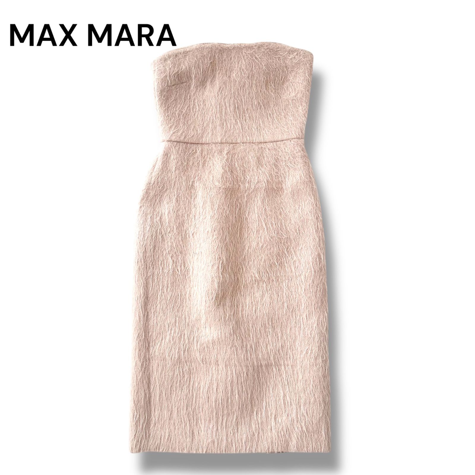マックスマーラ MAX MARA ワンピース シャギーベア ドレス ピンク 38 M 白タグ 石原さとみ着用 レディース 高級 上品 きれいめ ドレス 美シルエット 5D038