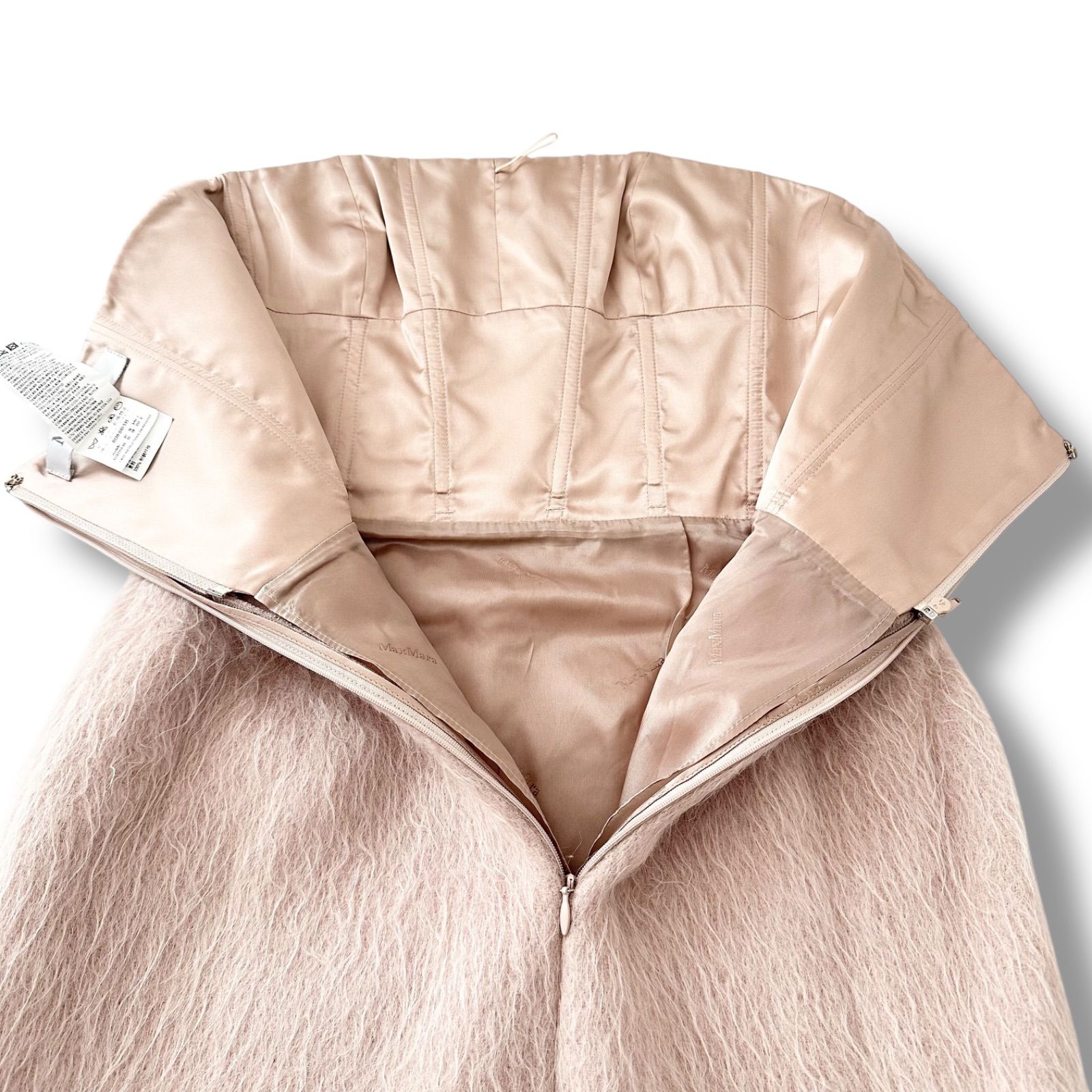 美品 MAX MARA 白タグ ベアワンピース シャギードレス ピンク 38 M