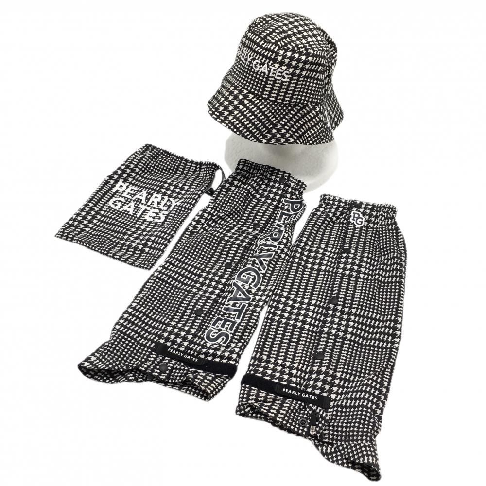 パーリーゲイツ レイン2点セット レインハット レッグカバー 黒 白 レディース FR ゴルフウェア PEARLY GATES