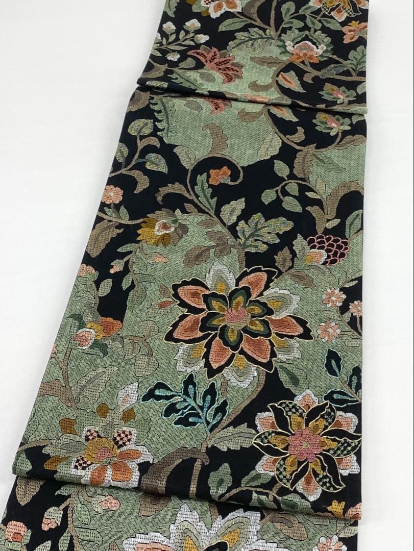 特選 絽刺し 全通 袋帯 草花 金糸 正絹 D221 - メルカリ