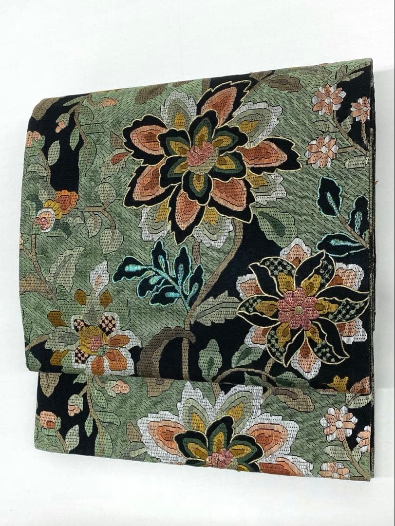 特選 絽刺し 全通 袋帯 草花 金糸 正絹 D221 - メルカリ