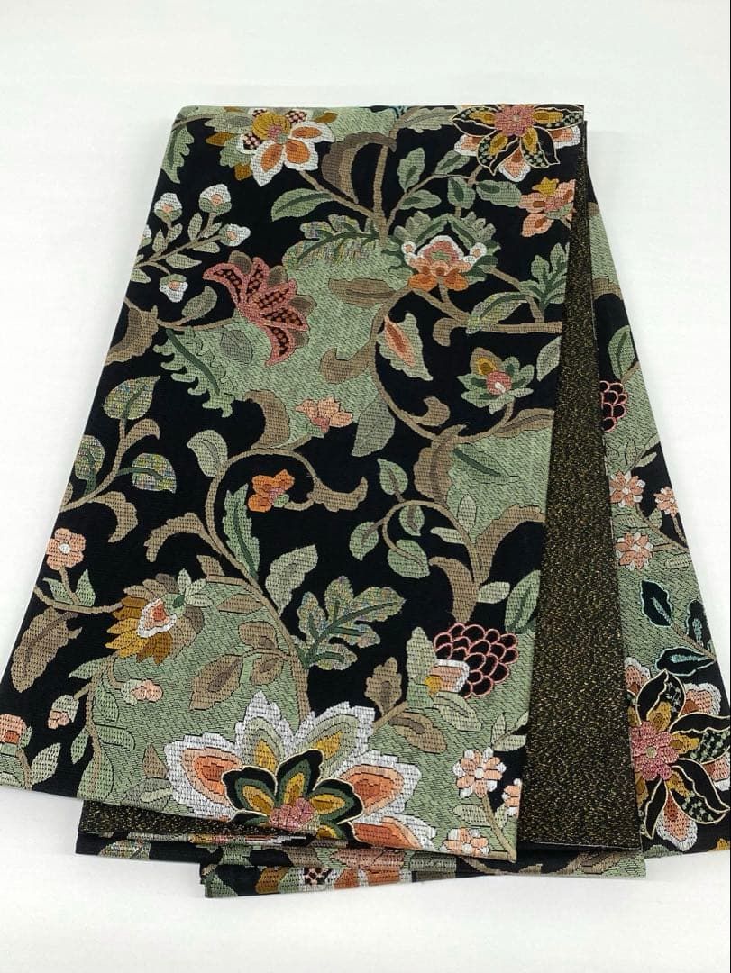 特選 絽刺し 全通 袋帯 草花 金糸 正絹 D221 - メルカリ