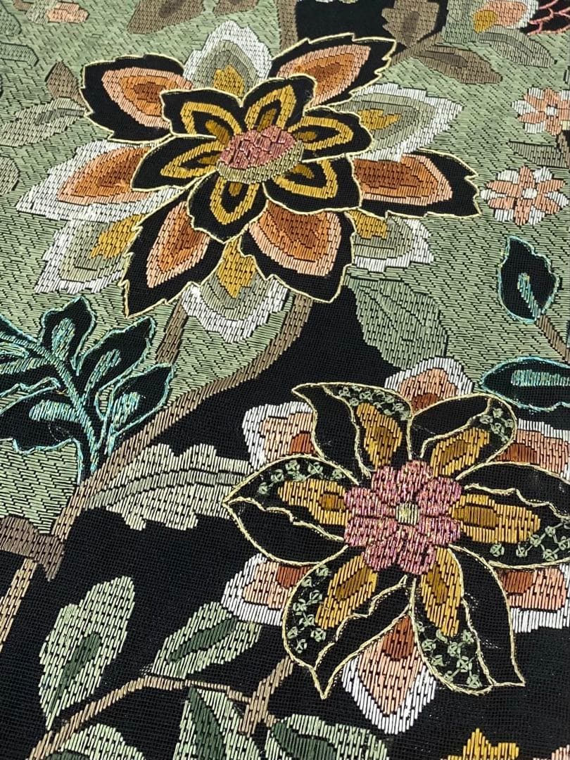 特選 絽刺し 全通 袋帯 草花 金糸 正絹 D221 - メルカリ