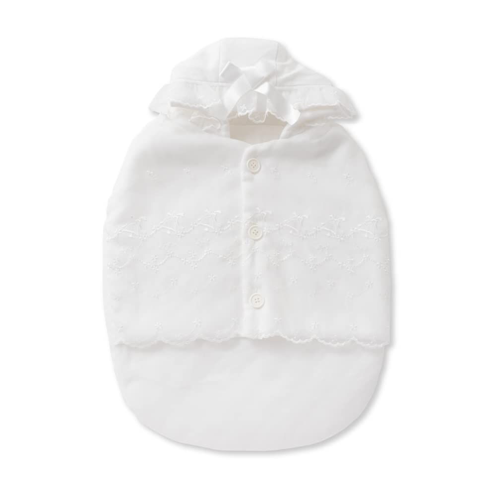 クリーム デ ココ オーガンジー セレモニー ベビー 寝袋 おくるみ 新生児 50 60 cm