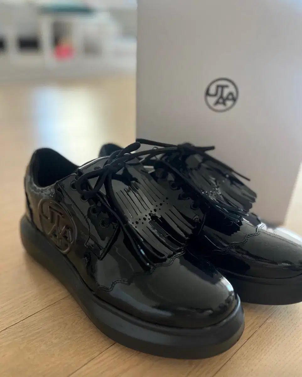 UTA ユウタ ブラック パテント タッセル ゴルフシューズ