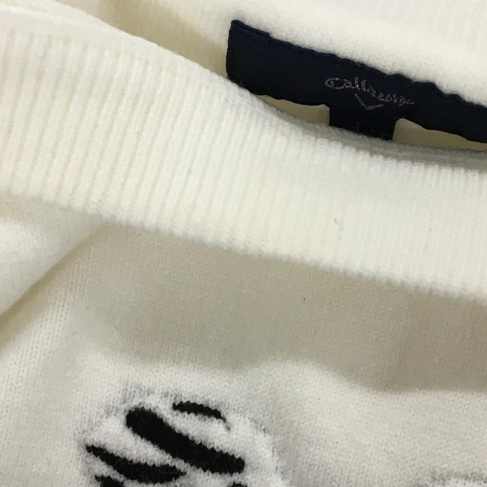 美品】キャロウェイ セーター 白 クマ 袖ロゴ刺しゅう ニット