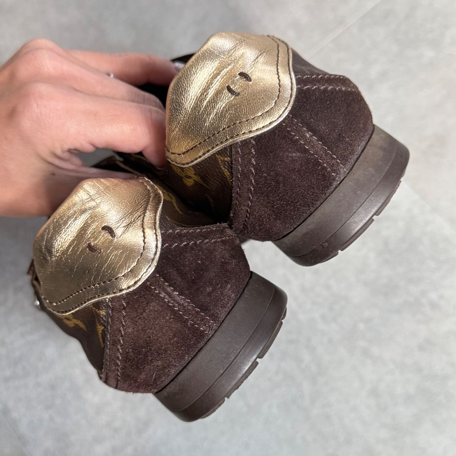 LOUIS VUITTON ルイヴィトン モノグラム レザー スニーカー レザー pvc