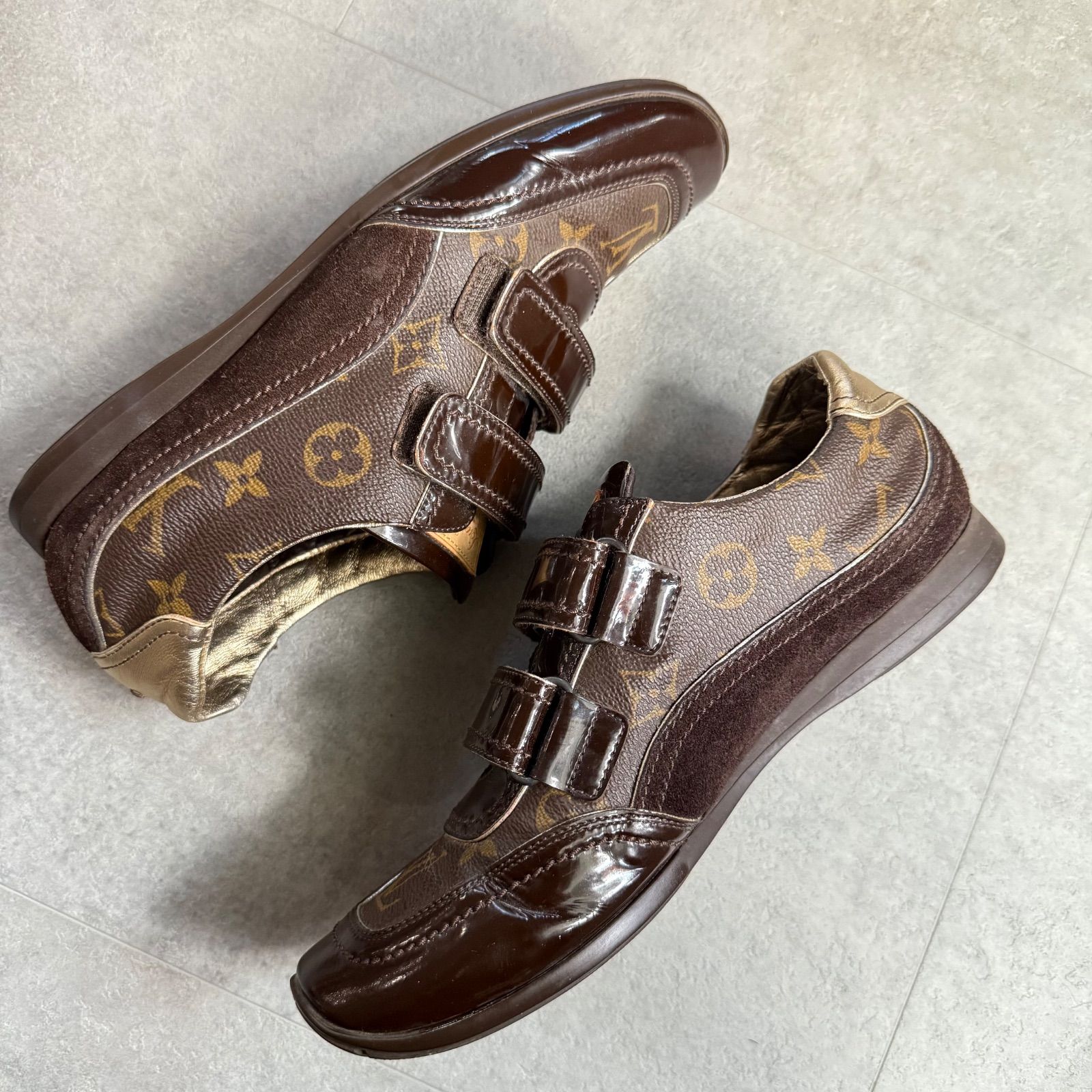 LOUIS VUITTON ルイヴィトン モノグラム レザー スニーカー レザー pvc