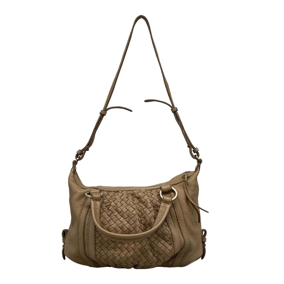 SAZABY サザビー ハンドバッグ ブラウン 編み込み レザー